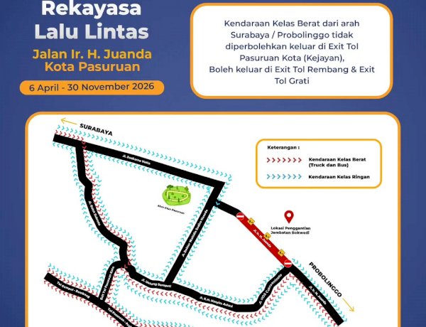 Polres Pasuruan Kota Siapkan Jalur Alternatif Dampak Pembongkaran Jembatan Bok Wedi